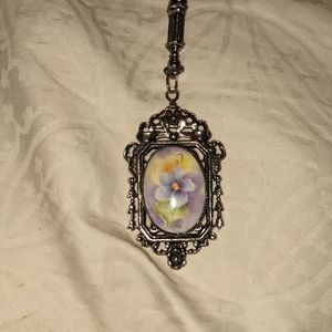 Ornate Pendant with painted violets